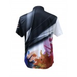Sublimated Zip-up Collar Knitted Short Sleeve T-Shirt